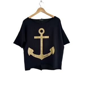 Miss City London UK Anchor Short Sleeve Relaxed Lightweight Sweatshirt One Size